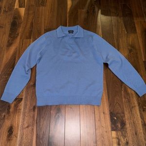 Massimo Dutti Blue Merino Wool Cotton Blend Sweater